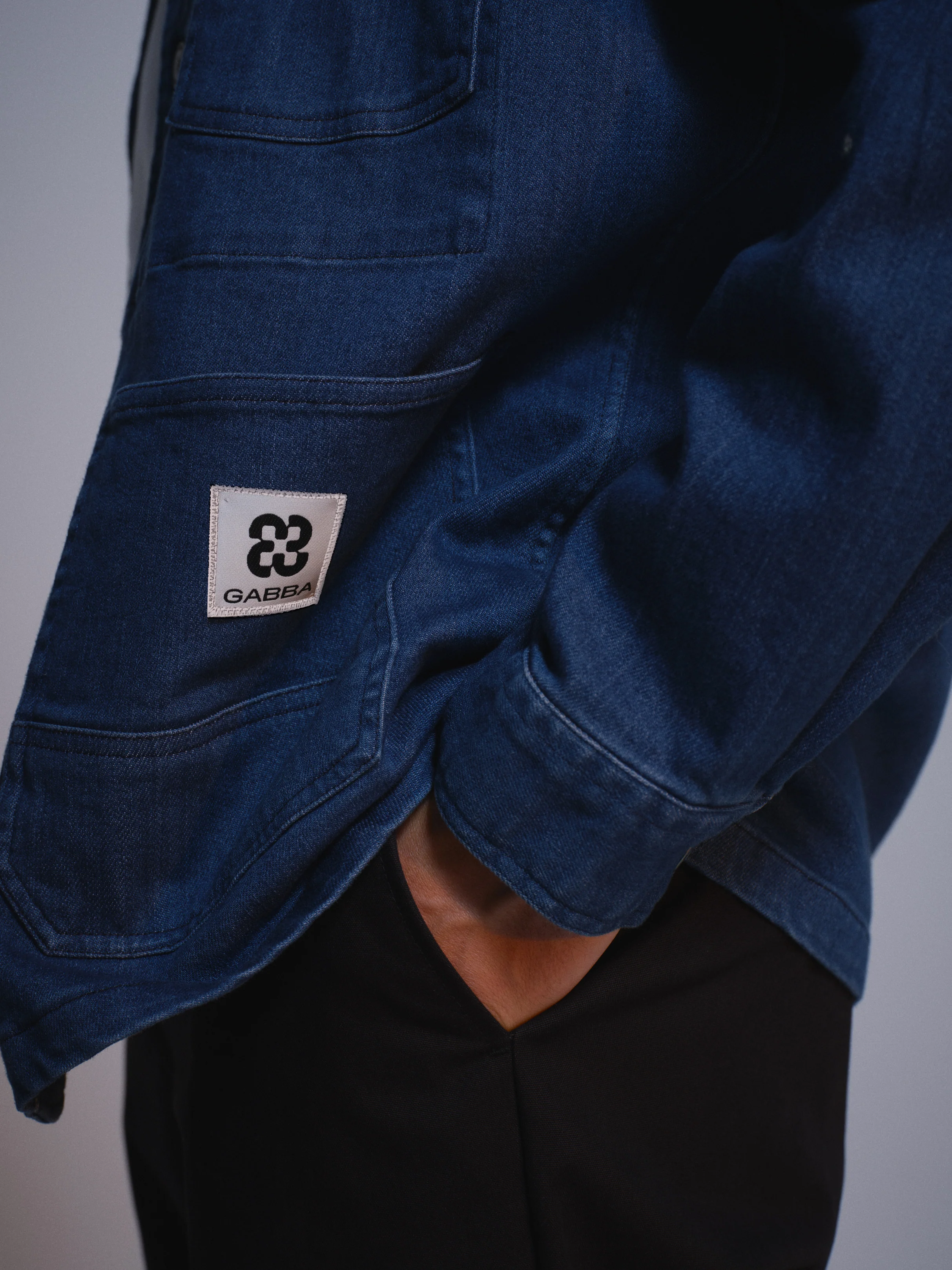 GABbeta Denim LS Overshirt - Mid Blue Denim - Image 3
