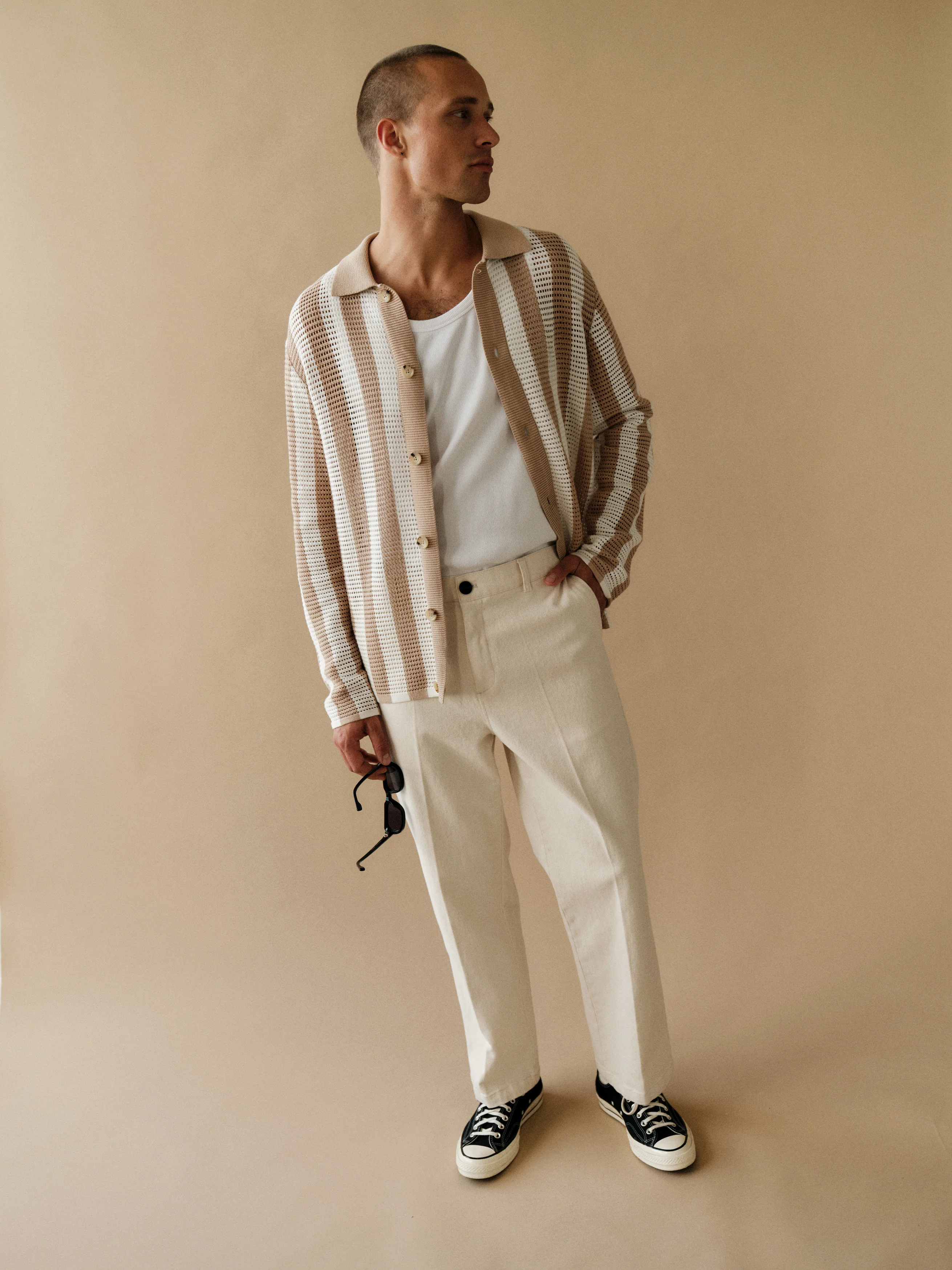 GABdezz Bold LS Knit - Beige Stripe