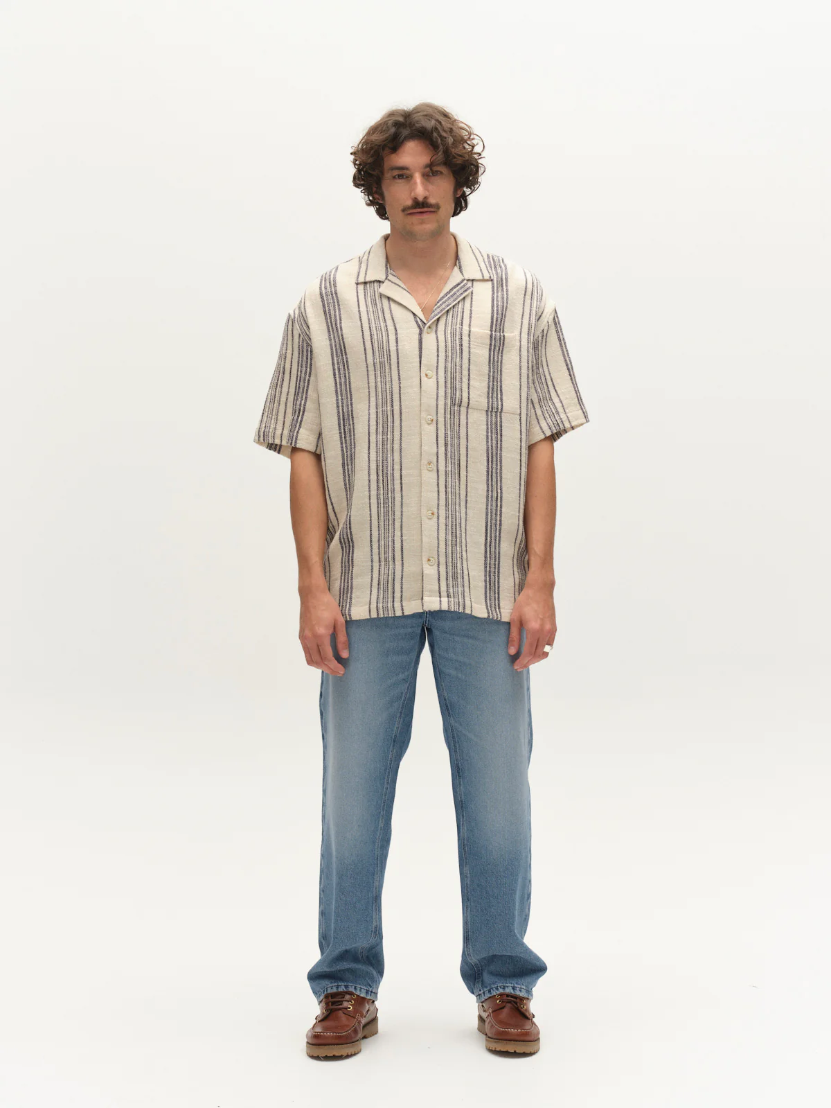GABjens Over Resort Riga SS Shirt - Navy Stripe - Image 4