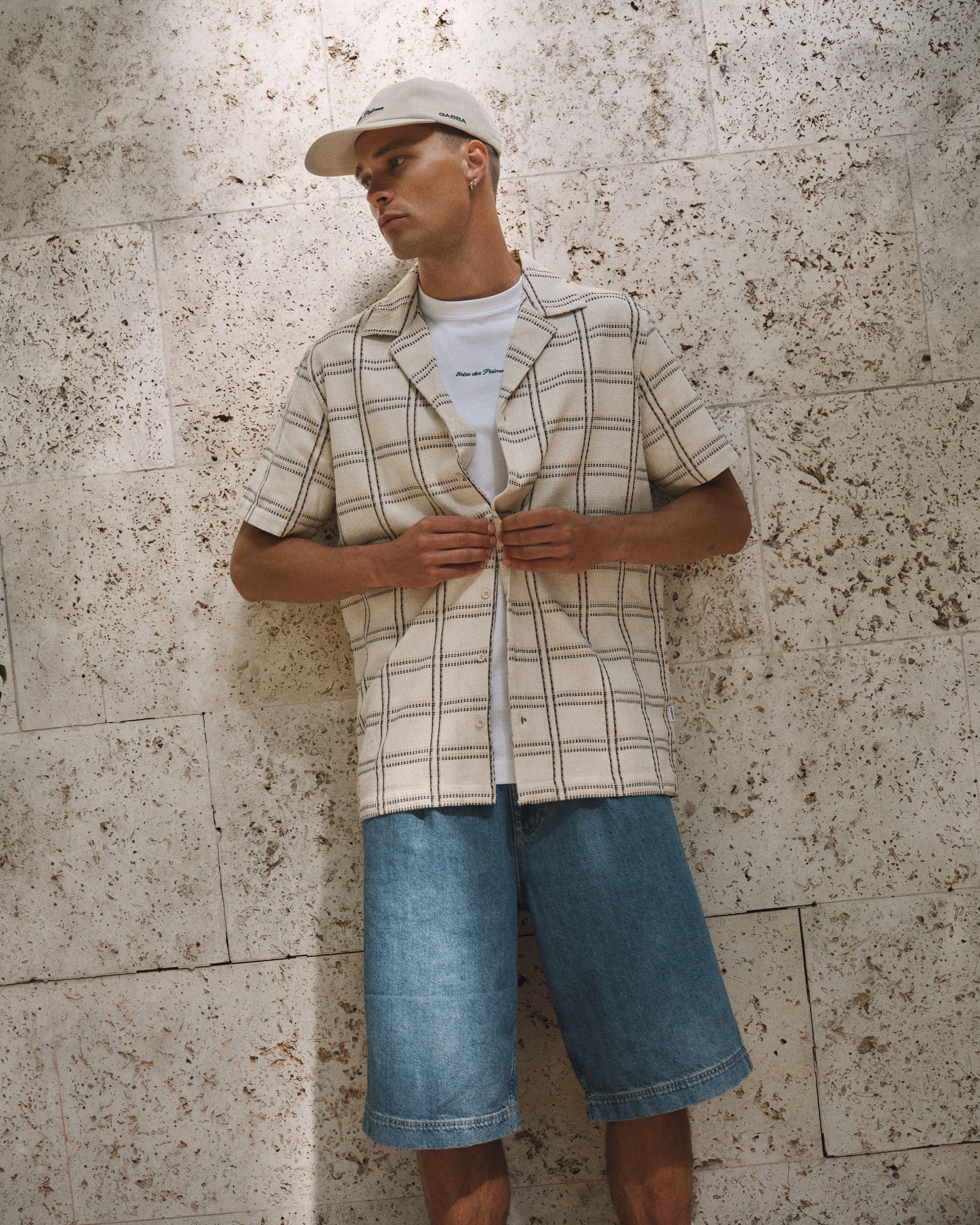 GABsven Reg Resort Wire SS Shirt - Beige Check