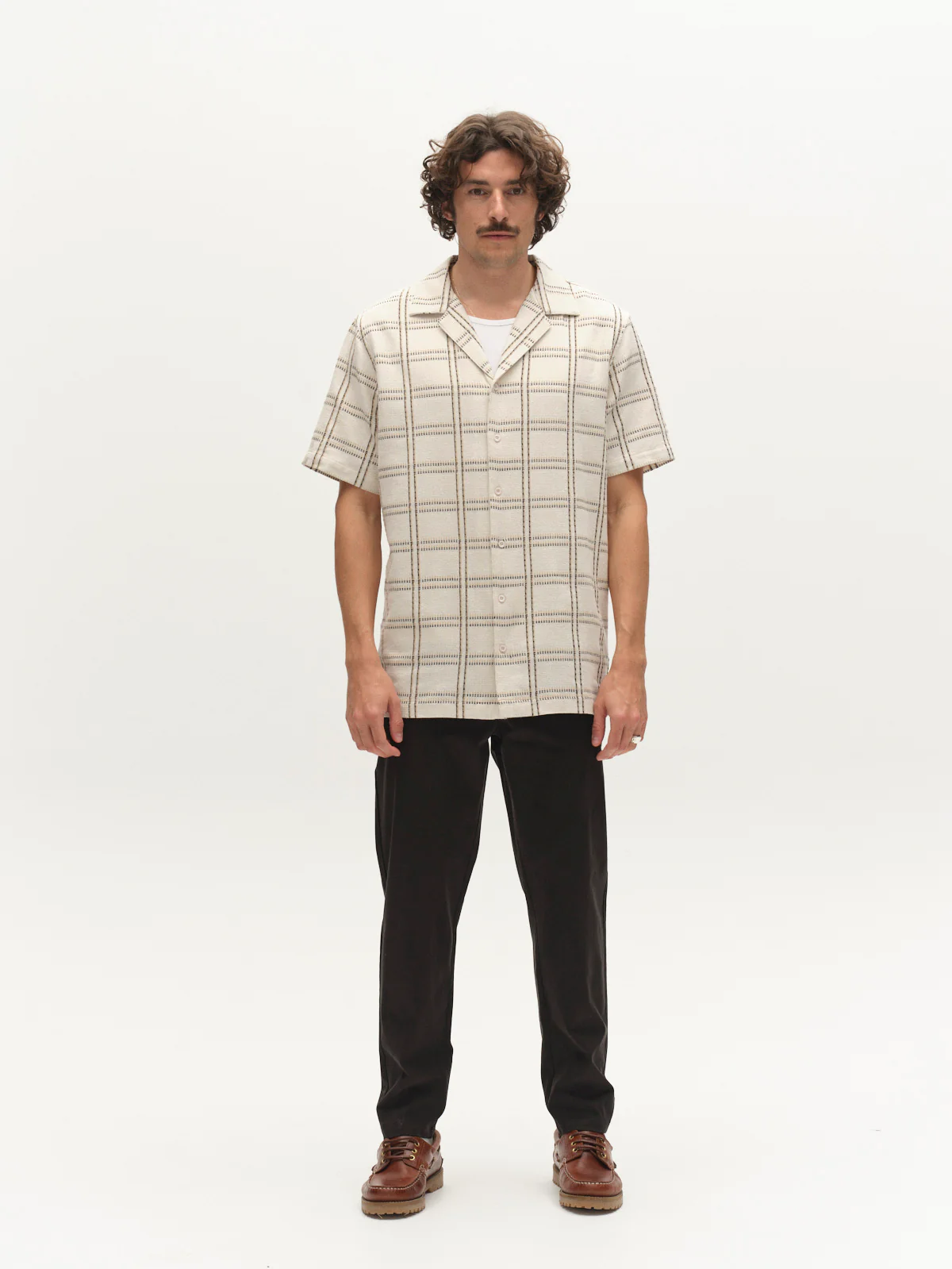 GABsven Reg Resort Wire SS Shirt - Beige Check - Image 3